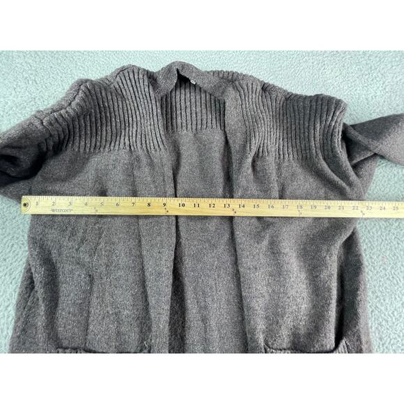 Easel Sweater Womens Large Brown Cardigan Duster Open Front Pockets Side Slit - Picture 5 of 9